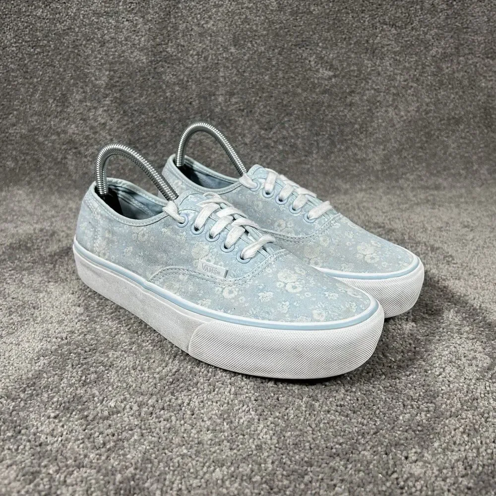 Vans Platform Tonal Women's Size 9.5 Blue Floral Casual Skate Shoes Used